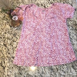 Halogen Short Sleeve Tie Front Blouse Medium EUC